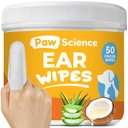Paw Science Dog Ear Cleaner Wipes – Finger Wipes for Dogs & Cats – Cleaning, Soothing, & Deodorizing Itchy Ears – Pet Ear Relief Solution (Coconut)