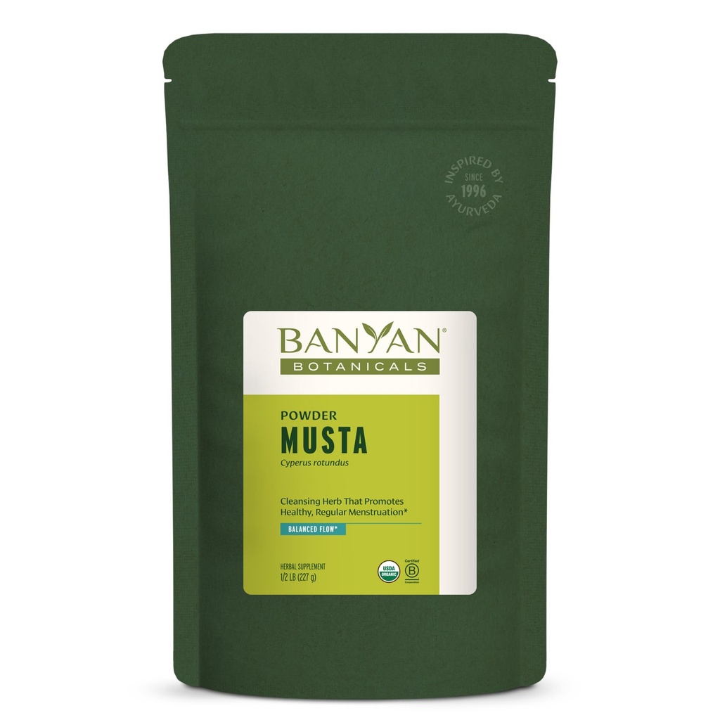 Banyan Botanicals Musta Powder – Organic Cyperus Rotundus – Natural Ayurvedic Herbal Menstruation Supplement – Liver Health Supplement and Digestion Aid* – ½ lb. – Non-GMO Sustainably Sourced Vegan
