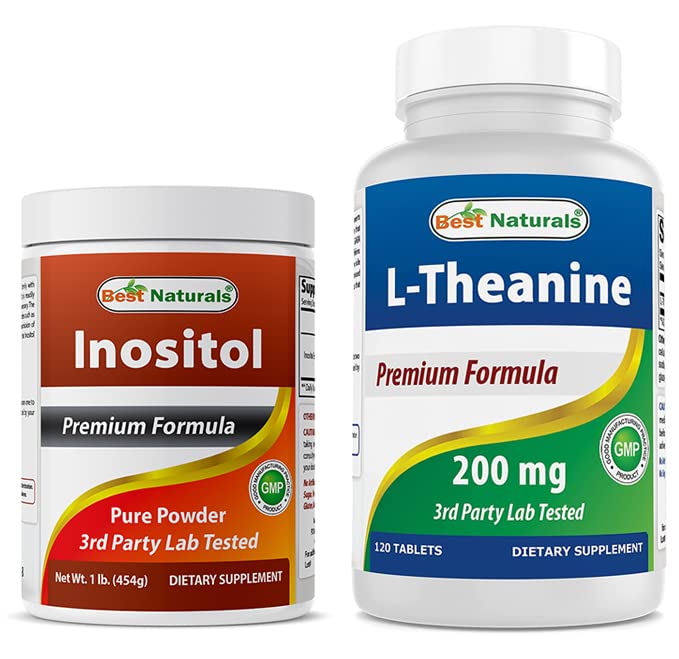 Best Naturals Inositol Powder 1 Lb & L-Theanine 200mg