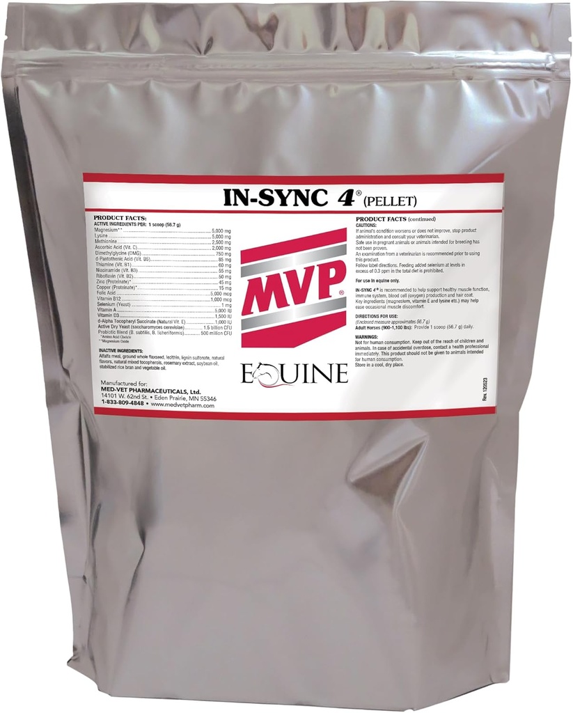 Med-Vet Pharmaceuticals in-Sync (8lb) with Natural Vitamin E for Muscle Health/Recovery in Horses…