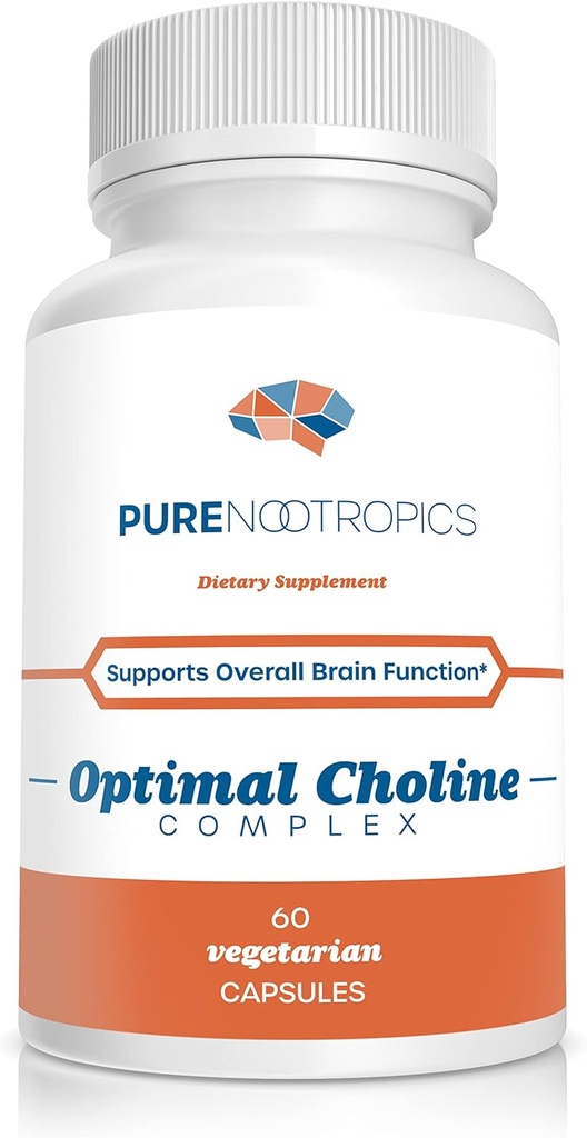 Pure Nootropics - Optimal Choline Complex - Alpha GPC/CDP Citicoline Blend - 300 mg | Cognitive Support | Brain & Muscle Support