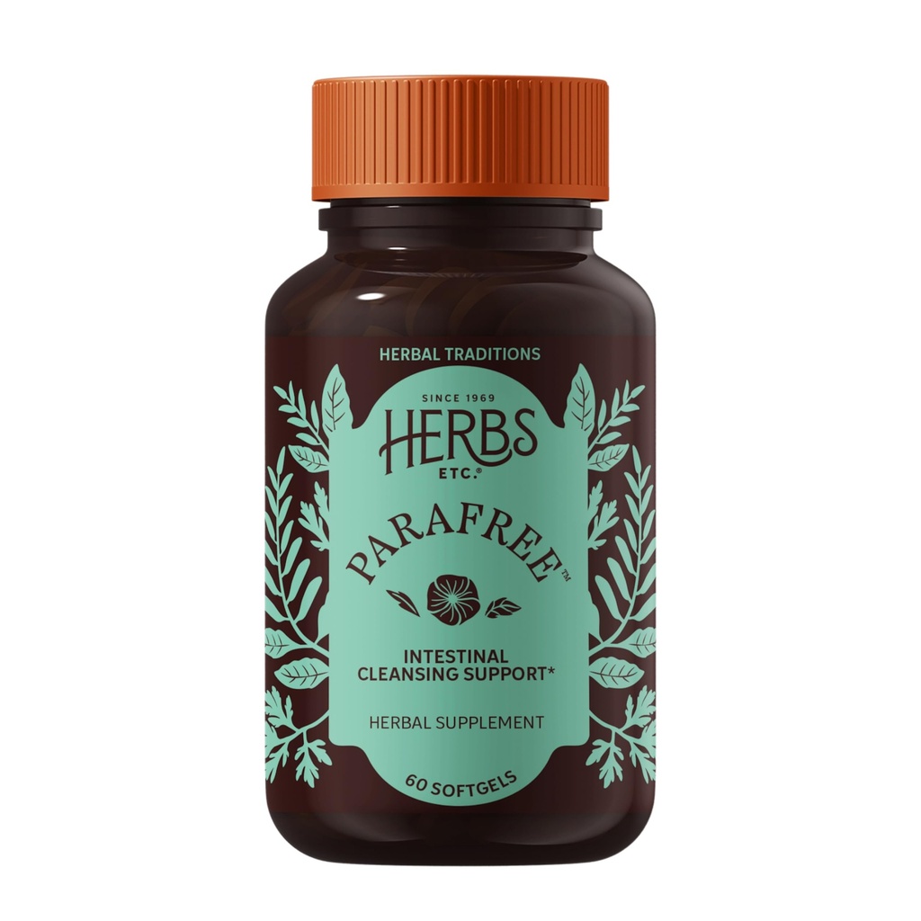 Herbs Etc. ParaFree Softgels - Herbal Supplement for Natural Intestinal Cleansing - Digestive Health Support - Wormwood, Quassia & Male Fern - Organic & Gluten-Free - 60 Count (60 Servings)