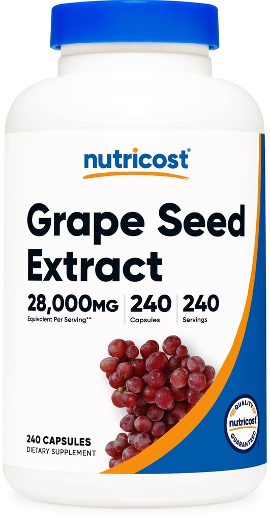 Nutricost Grape Seed Extract 240 Capsules for 240 Servings Per Bottle - GMO Free and Gluten Free, Vegetarian Friendly