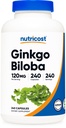 Nutricost Ginkgo Biloba 120mg, 240 Capsules - Extra Strength Ginkgo Biloba Extract - Gluten Free & Non-GMO