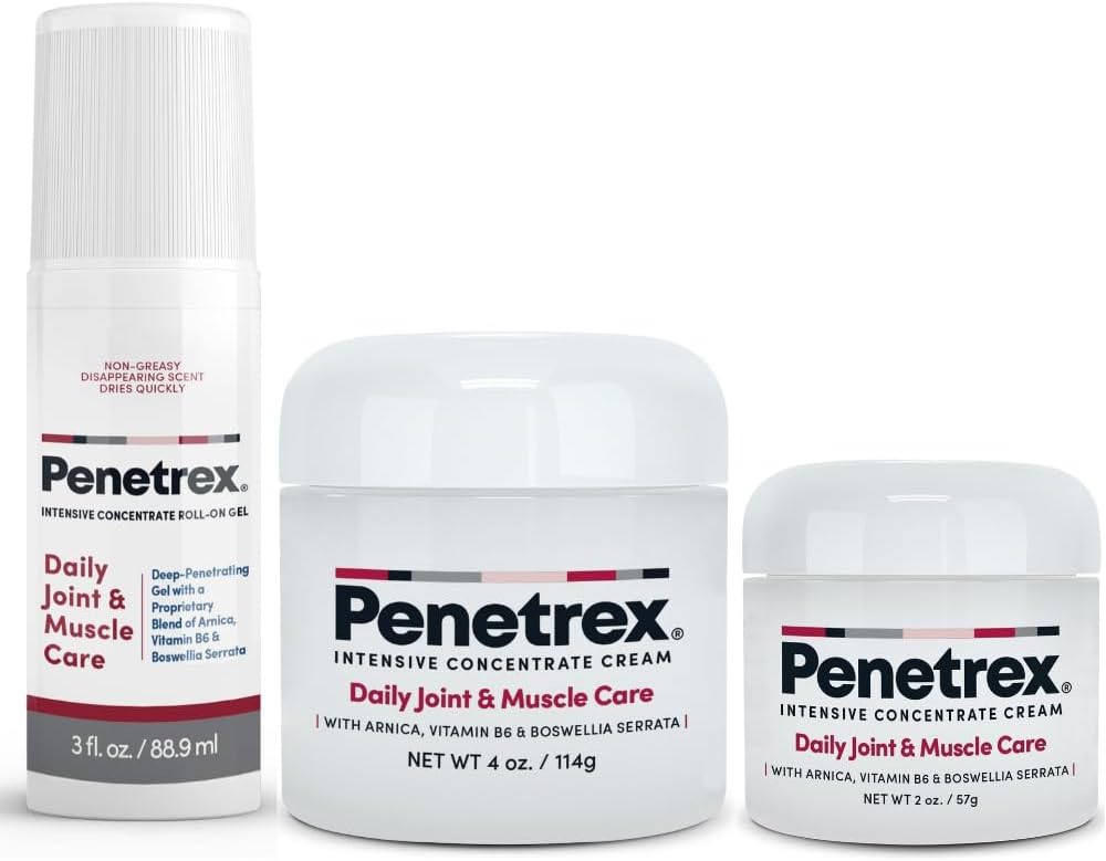 Penetrex Joint & Muscle Therapy Trio - Soothing Comfort for Back, Neck, Hands, Feet - Premium Whole Body, Rub with Arnica, Vitamin B6 MSM & Boswellia - 2oz, 3oz, 4oz