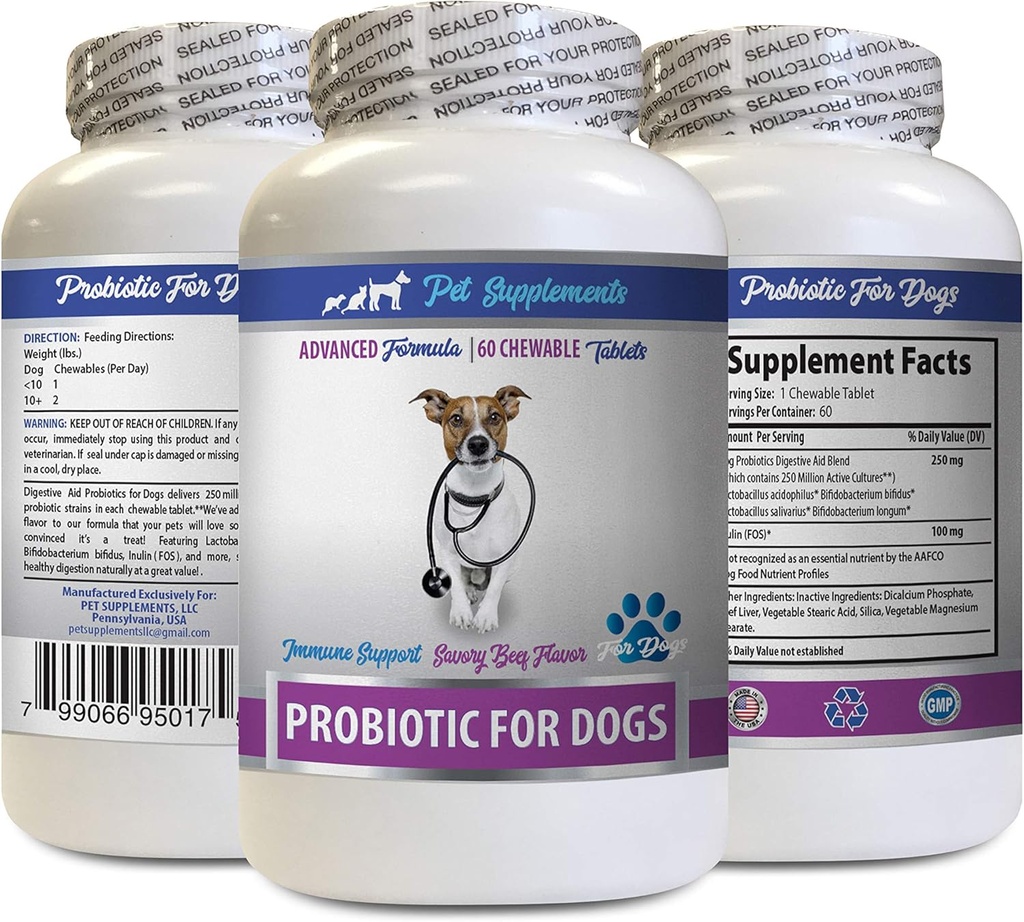 Dog Bad Breath Products - PROBIOTICS for Dogs - Healthy Gut - Stop Gas Diarrhea and Bad Breath - Digestive Boost - Dog probiotics chewable Buddy - 1 Bottle (60 Treats)