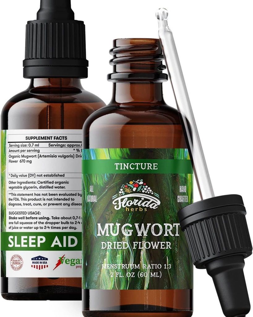 Mugwort Extract Liquid Drops – Organic Relaxation, Sleep Support Drops – Natural Mugwort Tincture - Made in USA - 2 Fl Oz