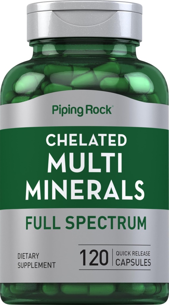 Piping Rock Chelated Multi Mineral Supplement | 120 Capsules | for Women and Men | Iron Free Complex | Non-GMO, Gluten Free