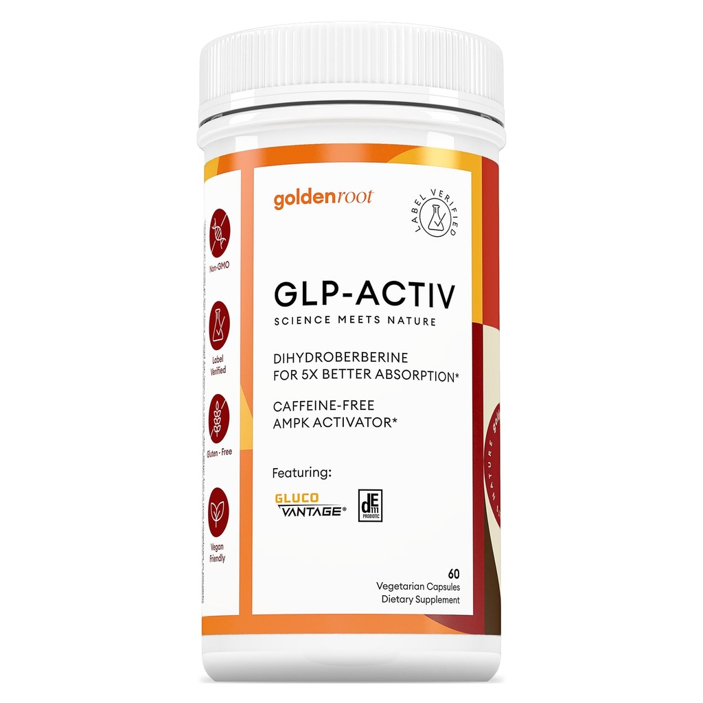 GLDN Berberine Advanced Absorption Formula - 200mg Dihydroberberine 5X Improved Absorption - DIM - Chromium Picolinate and DE111 Probiotics for Digestive Support - Vegan Friendly - 60 Capsules