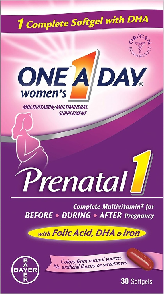 One-A-Day Prenatal 1 with DHA & Folic Acid Softgels, 30 ea (Pack of 6)