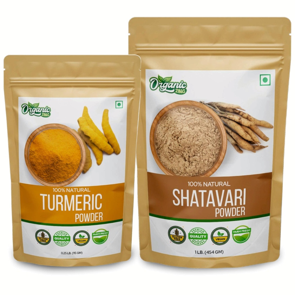 ORGANIC ZING Shatavari 454g & Turmeric Powder 115g