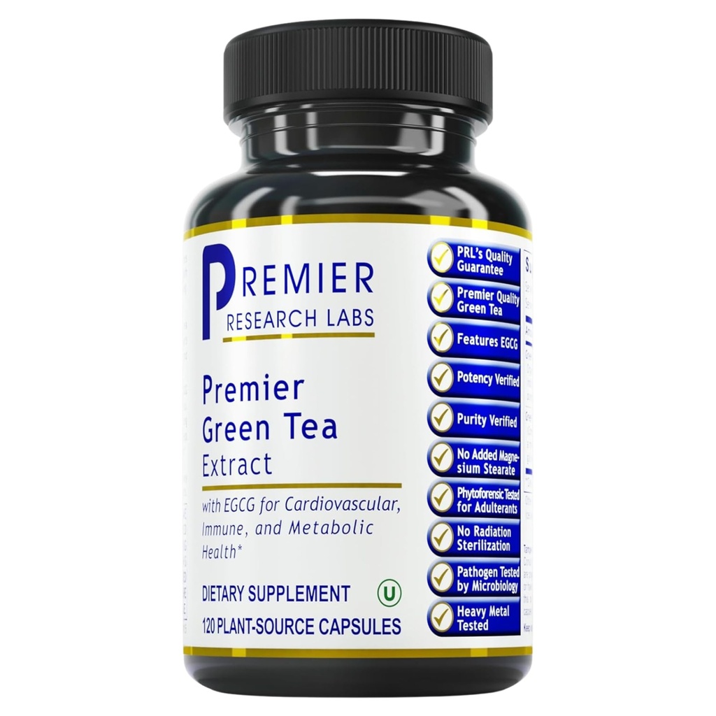Premier Research Labs Premier Green Tea Extract - Green Tea Capsules, Green Tea Extract Pills, Green Tea Supplement with ECGC, Camellia Sinensis, Pure, Vegan Friendly - 120 Vegetarian Capsules
