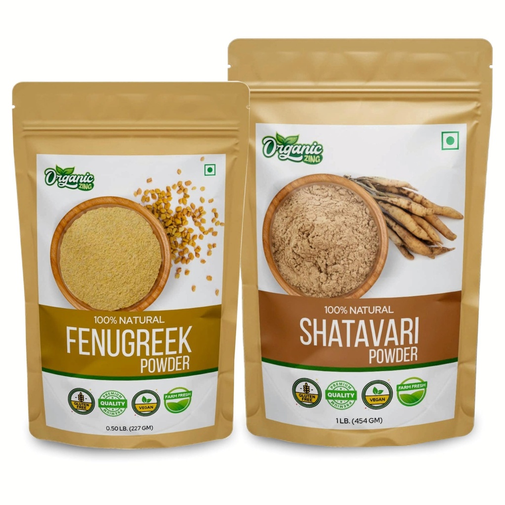ORGANIC ZING Shatavari- 454g & Fenugreek Powder- 227g
