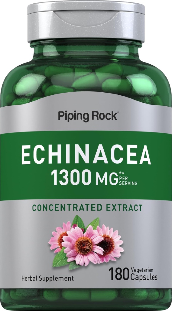 Piping Rock Echinacea Extract Capsules | 180 Count | Herbal Supplement | Vegetarian, Gluten Free, Non-GMO