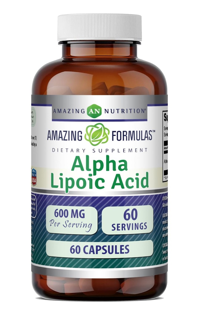 Amazing Formulas Alpha Lipoic Acid | 600 Mg Per Serving Supplement | Capsules | Non-GMO | Gluten Free | Made in USA (1 Pack | 60 Count)