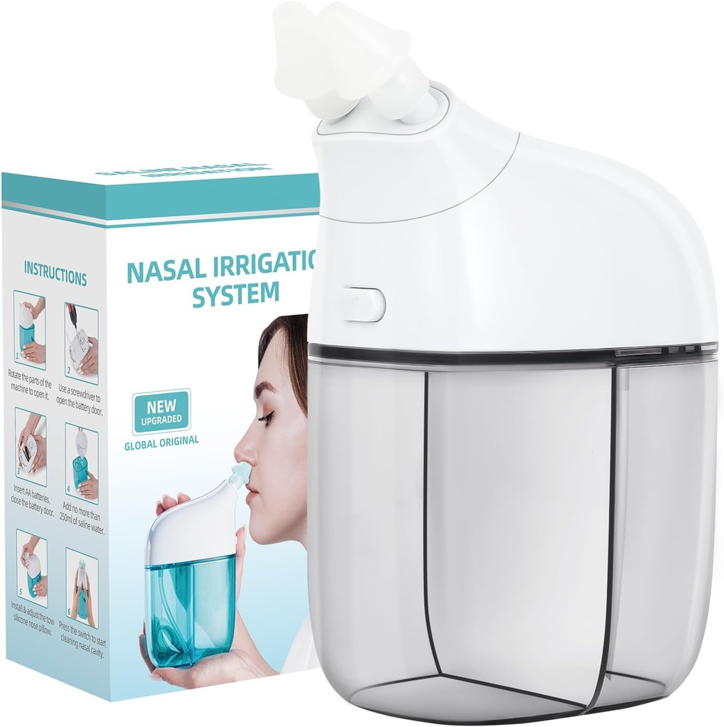 Nasal Irrigation System, Nasal Care, Sinus Rinse Machine, Nasal Rinse Machine, Nasal Cleaner with Auto Waste Collection Function for Sinus, Runny Nose, Nasal Congestion Grey