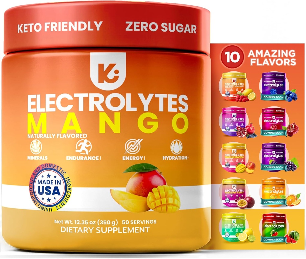 Keppi Keto Hydration Electrolytes - Mango - Electrolyte Powder no Sugar - Sips Like Sunshine - Keto Electrolytes Powder - Electrolytes Sugar Free - Electrolyte Powder