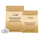 PURE ORIGINAL INGREDIENTS Hyaluronic Acid and Niacinamide Bundle, Various Sizes, Flush-Free, Fine Powders