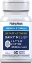 Piping Rock Dairy Relief Pills 8000 FCC | Fast Acting Tablets | 60 Count | Lactase Enzyme Supplement | Premium Formula | Vegetarian, Non-GMO, Gluten Free