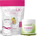 AgelessLX Biotin Supplement Capsules, Strawberry Lemonade & Power Greens Powder Bundle - Anti Aging Supplements