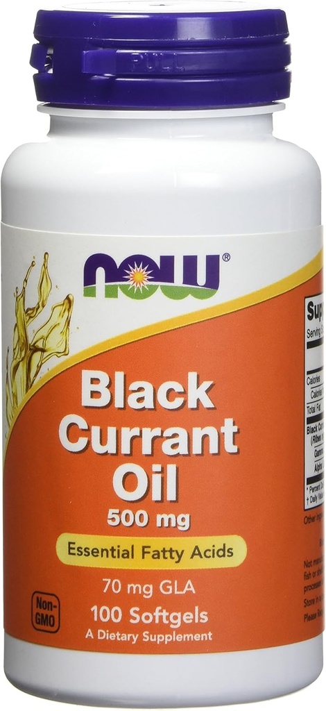 Now Foods Black Currant Oil 500 milligrams - 100 softgels (Pack of 2)