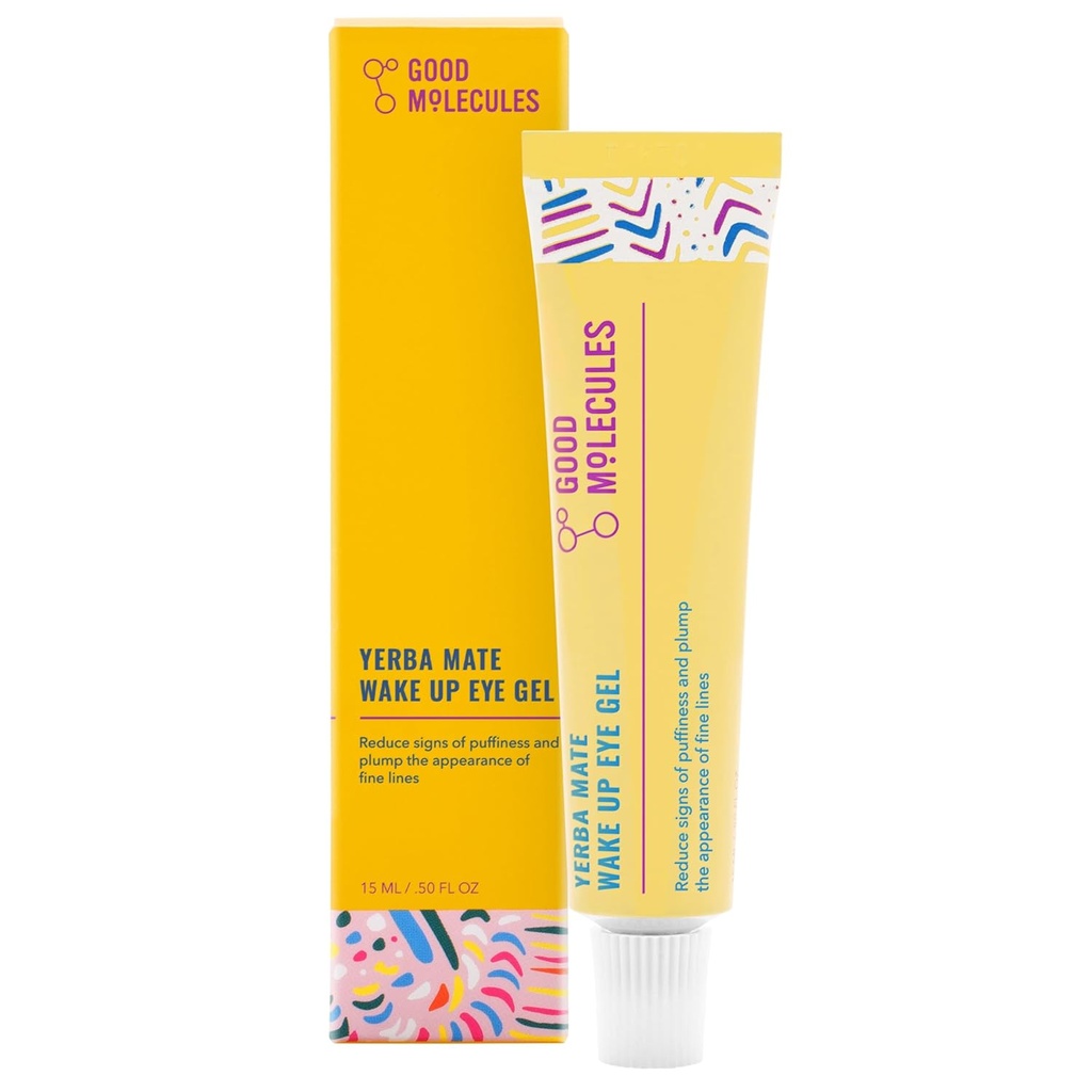 Good Molecules Yerba Mate Wake Up Eye Gel - Hydrating Under Eye Gel Cream with Hyaluronic Acid and Caffeine - Target Dark Circles and Puffiness - Skin Care for Face