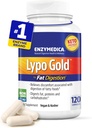 Enzymedica Lypo Gold, High Potency Lipase Digestive Enzymes for Fat Digestion, Supports Occasional Bloating Relief & Digestive Health, Keto-Friendly, Vegan, 120 Capsules FFP