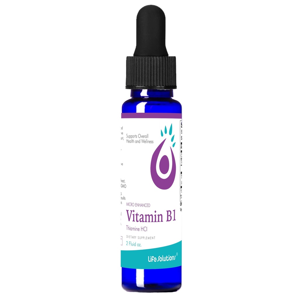 Life Solutions Vitamin B1 Dropper 2 oz - Thiamine B1 Supplement - Essential B1 Vitamins for Energy Boost and Nervous System Support - Liquid Formula for Easy Absorption