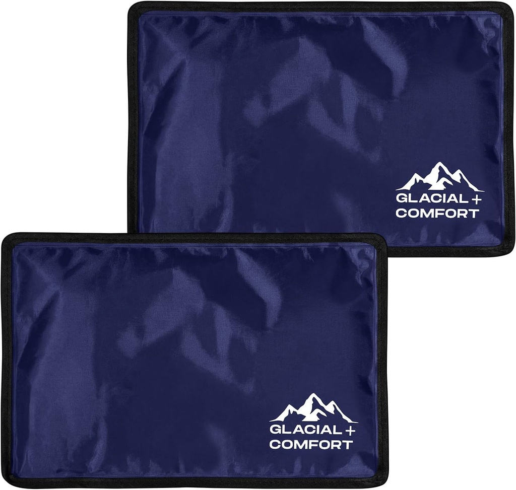 Glacial Comfort Gel Ice Pack for Back Pain - (12" x 8") Reusable Cold Pads for Hip, Knee, Shoulder Injuries, Muscle Strains, Migraine & Postpartum Recovery with Flex Technology - After Surgery.
