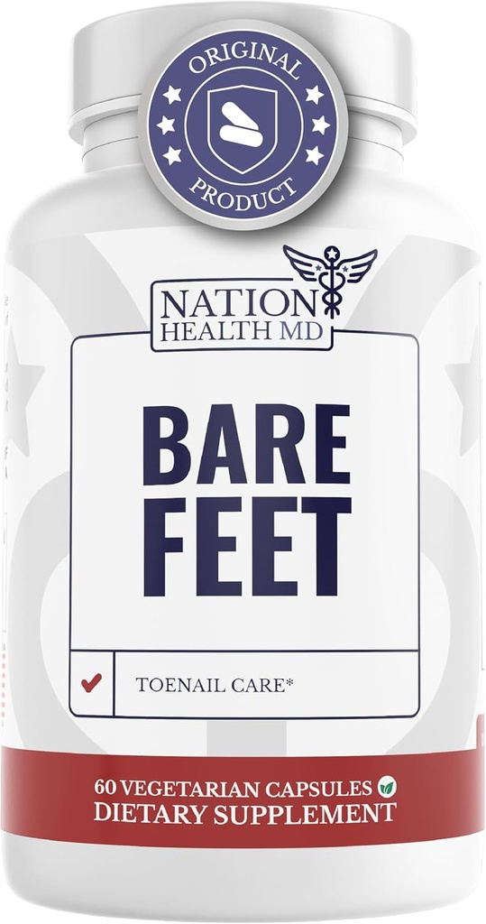 Bare Feet - Toenail Care - Nails Supplement with Vitamin A, Vitamin C, Oregano Powder and More - Nail Repair, Growth and Nail Care – Foot Health, 60 Capsules