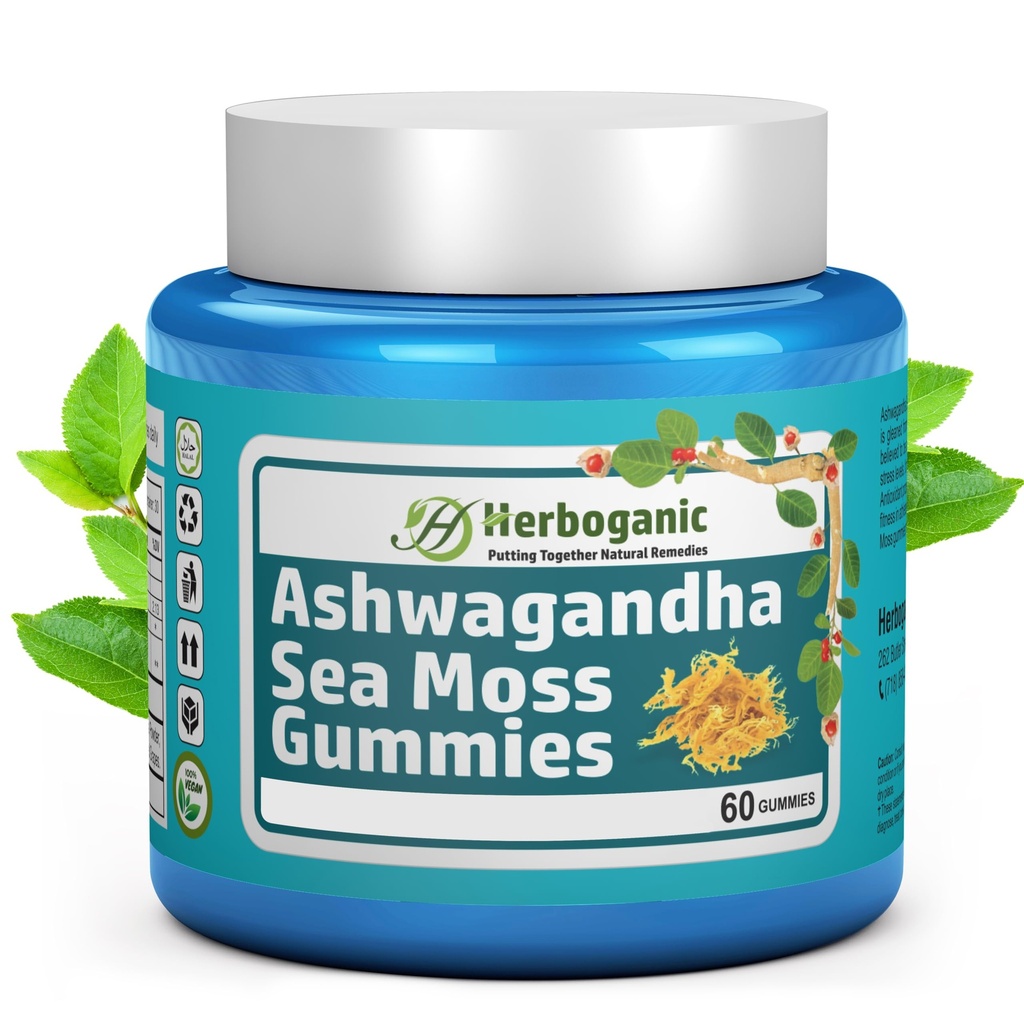 HERBOGANIC Ashwagandha Sea Moss Gummies - 60 Count