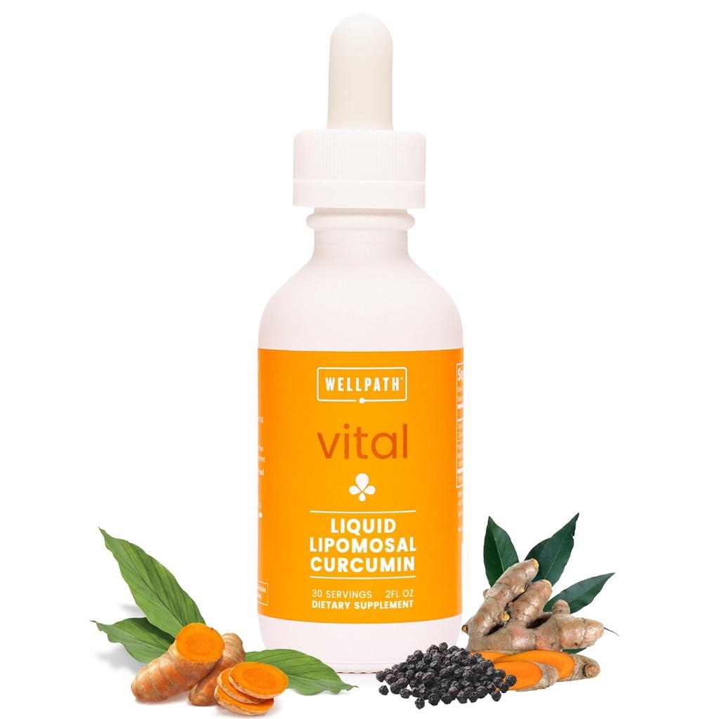 WellPath Liposomal Curcumin Supplement | Liquid Turmeric Drops with Black Pepper Extract | Enhanced Absorption | Non-GMO, Vegan, 2 oz