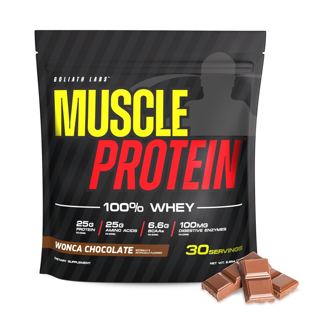 COLOSSAL LABS Muscle Protein Whey Powder [5 lbs/Pack of 1]– Cold Filtered, 25g Pure Protein, 6.6g BCAAs (Packaging May Vary) (5LB, Chocolate)