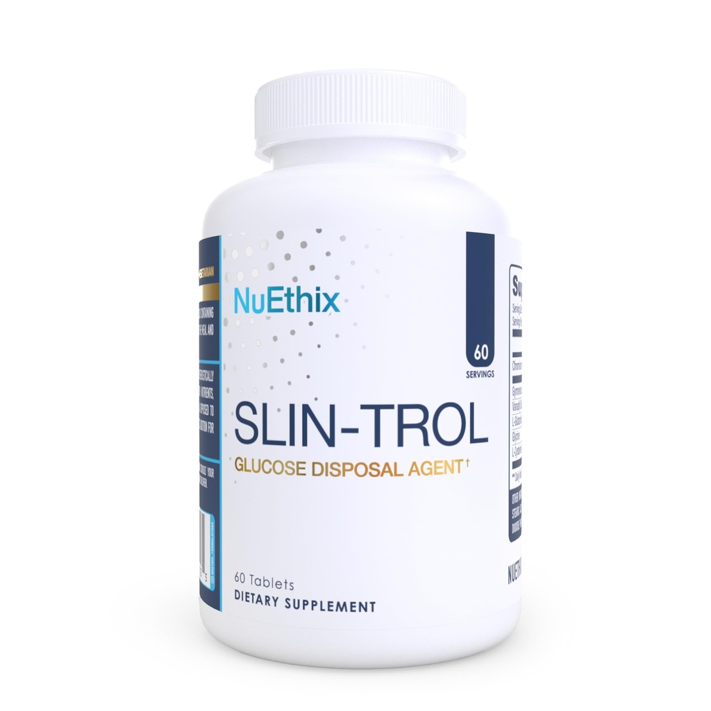 NuEthix Formulations SLIN-Trol, Glucose Disposal Agent Pills for Men & Women, Nutrient Partitioning Supplement with Chromium Polynicotinate, & Glycine, Effective Carb Absorption, Non-GMO, 60 Servings