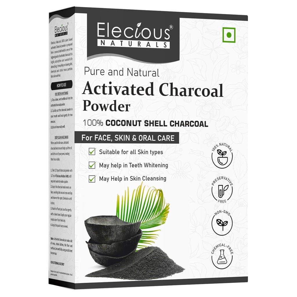 Naturals Activated Charcoal Powder Ideal for Face and Skin Removed Dead Skin, Impurities and Detoxify Skin Coconut Charcoal Powder 100% Natural 200gm