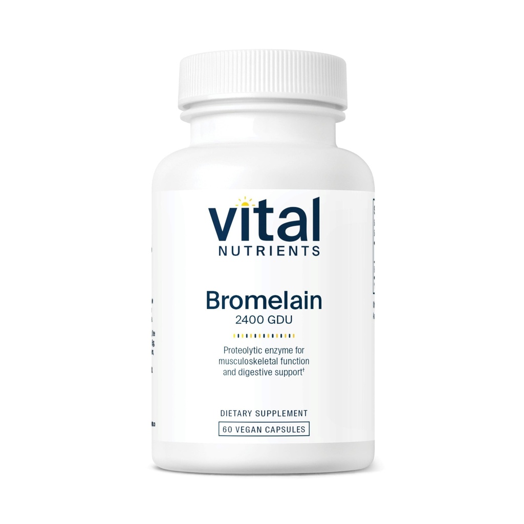 Vital Nutrients Bromelain 2400 GDU - Vegan Bromelain Supplement to Support Protein Digestion* - Digestive Enzyme from Pineapple - Gluten, Dairy, Soy Free - Non-GMO - 60 Capsules