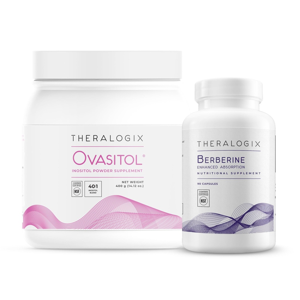 Theralogix Ovasitol Inositol Canister + Berberine Enhanced Absorption Bundle, 14.12 Ounce & 90 Count (Pack of 2)