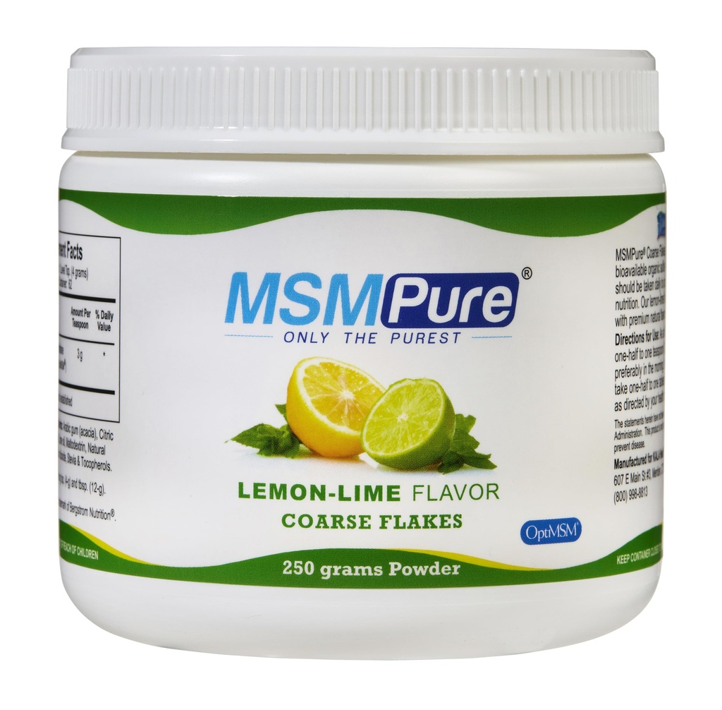KALA HEALTH MSMPure Lemon Lime Flavored Coarse MSM Powder Flakes – Organic Sulfur for Joint Flexibility, Skin Appearance, and Hair & Nail Support – 8.8 oz, USA Made, Distilled Crystals