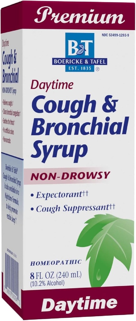 Nature's Way Boericke & Tafel Daytime Cough & Bronchial Syrup, Cough Suppressant & Expectorant, Non-Drowsy, 8 Fl. Oz