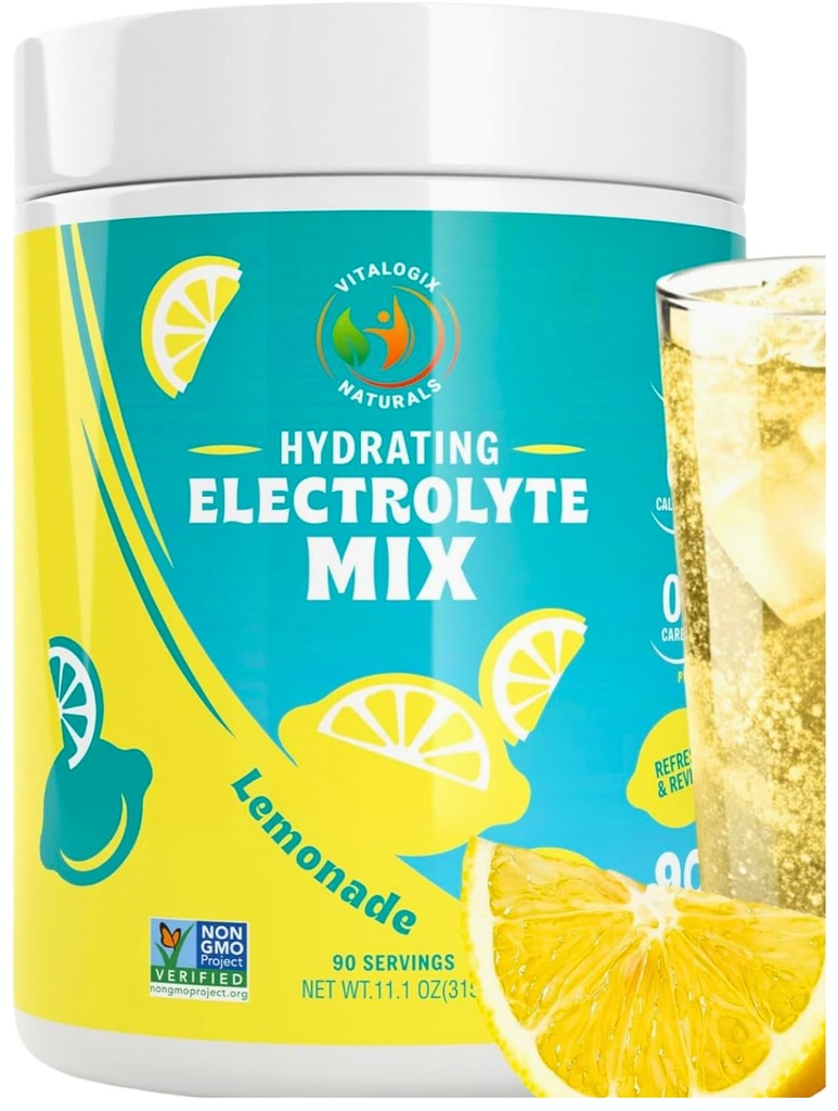 Electrolyte Powder – Zero Sugar Lemon Hydration Mix | 90 Servings | Keto, Vegan, Gluten-Free | Natural Electrolytes for Muscle Recovery, Energy & Immune Support | Electrolyte Drink for Women