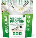 About Time Vegan Protein Powder 22g Vanilla, Natural Ingredients, Non-GMO, Plant Based, Gluten Free, Soy Free, Dairy Free, 32 Servings