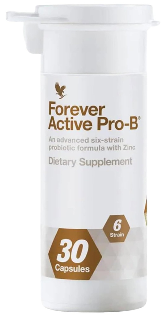 Forever Living - Active Pro-B - Advanced Probiotic with 8 Billion CFU and 6 Synergistic Strains - Soy and Gluten-Free - 30 Capsules