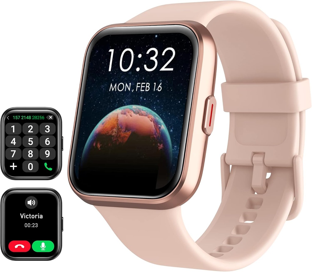 Smart Watch for Women Android & iPhone, Alexa Built-in, 1.8" Touch Screen Fitness Tracker with Answer/Make Calls, IP68 Waterproof Heart Rate/Sleep/SpO2 Monitor, Pedometer, 100+ Sport Modes