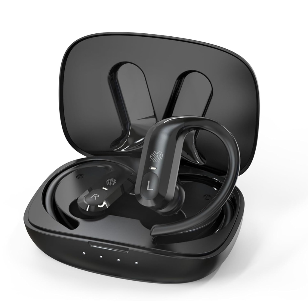 Hearing Aids, Hearing Aids for Seniors & Adults, Rechargeable Hearing Aids with Charging Case for Seniors Severe Hearing Loss, BTE Hearing Aids with Noise Cancellation & 5 Levels of Volume, Black