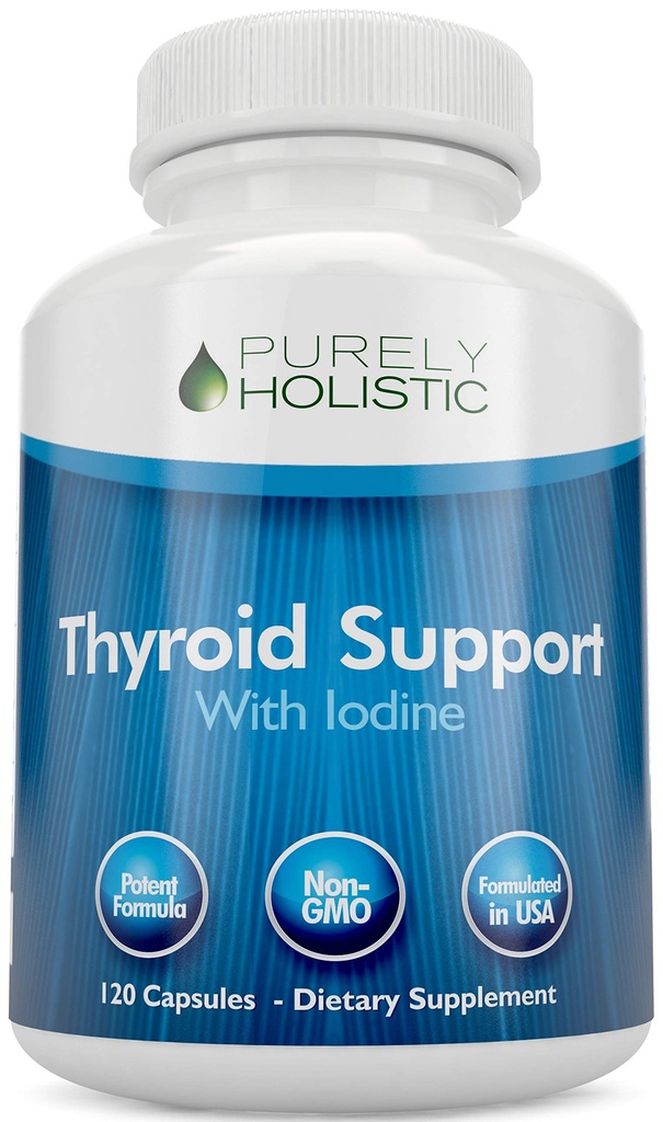 Thyroid Support | Iodine Supplement with Zinc, Selenium, L-Tyrosine & Vitamin B12 | Supports Energy Production & Cellular Health | Thyroid Support for Women & Men | Non-GMO | 120 Ct (2-Month Supply)