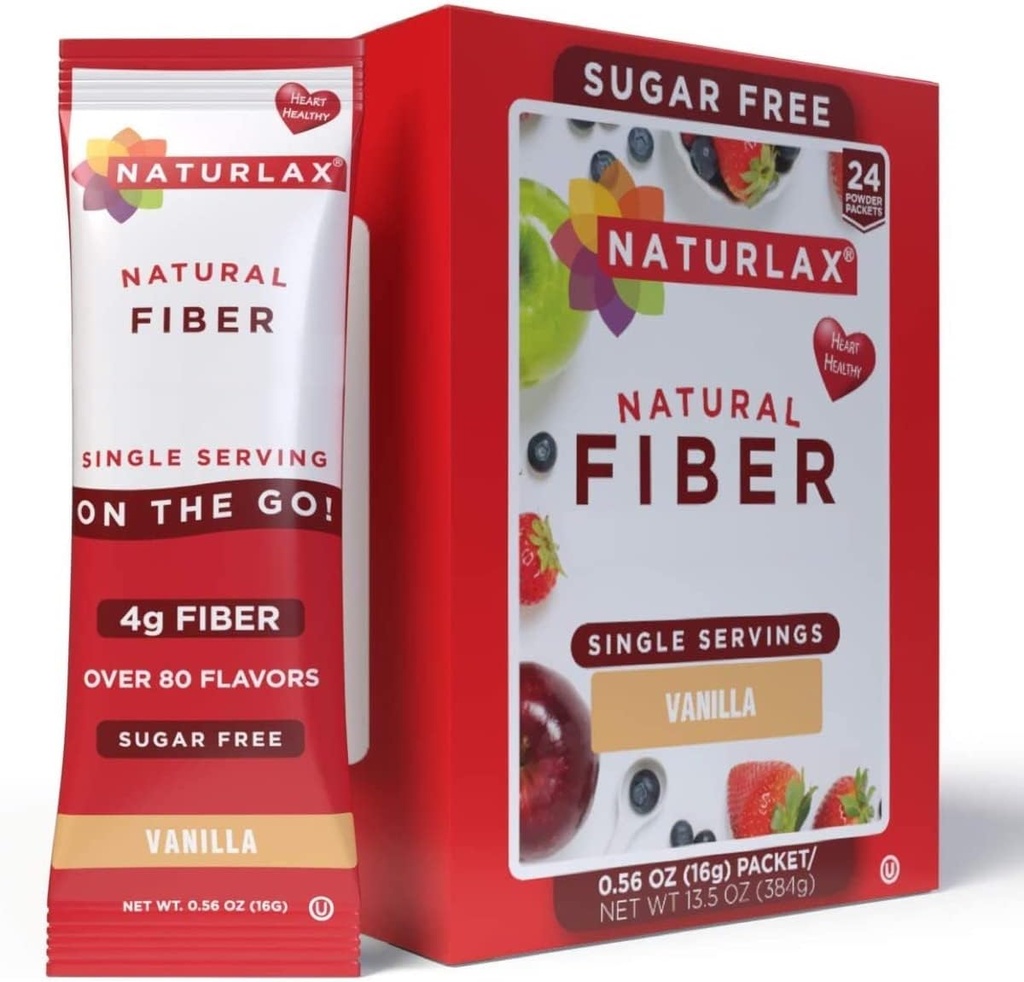 Sugar-Free Vanilla Flavored Psyllium Husk, 24 Fiber Packets