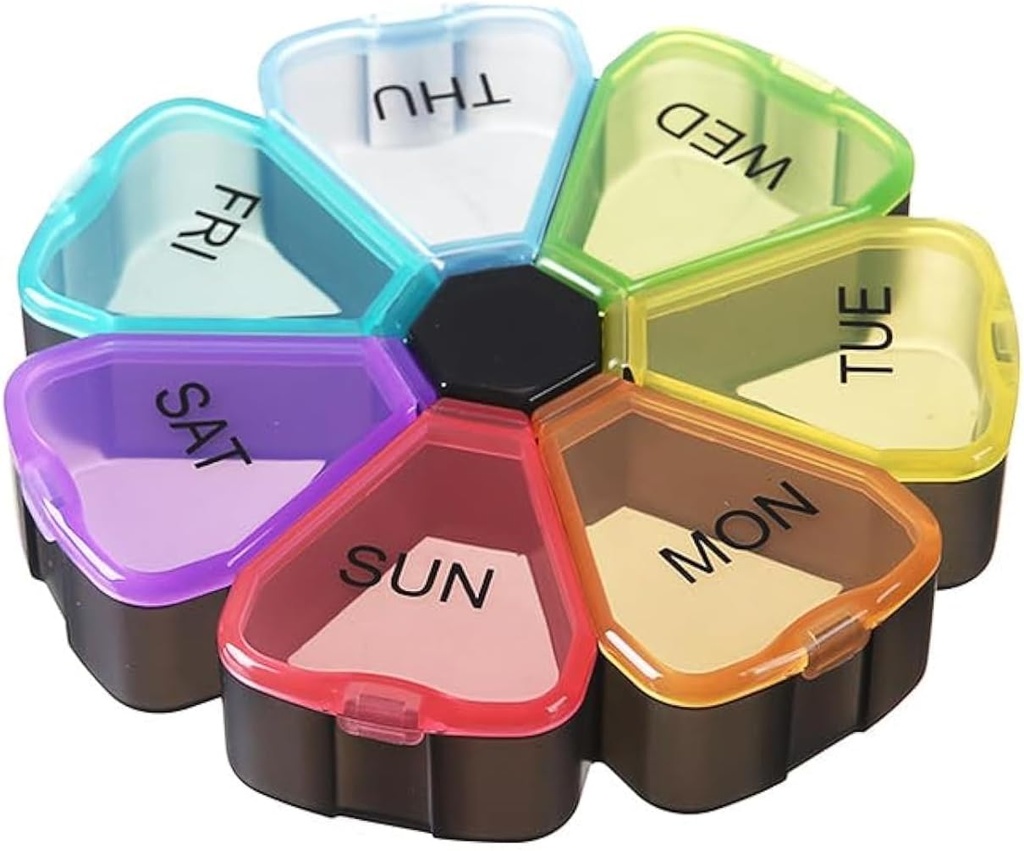Weekly Pill Organizer 7 Day, Cute Portable Large Daily Medicine Box, Easy to Open, BPA Free Travel Pill Case Reminder for Medication Dispenser Vitamin Fish Oil Supplements Capsule DHA Holder