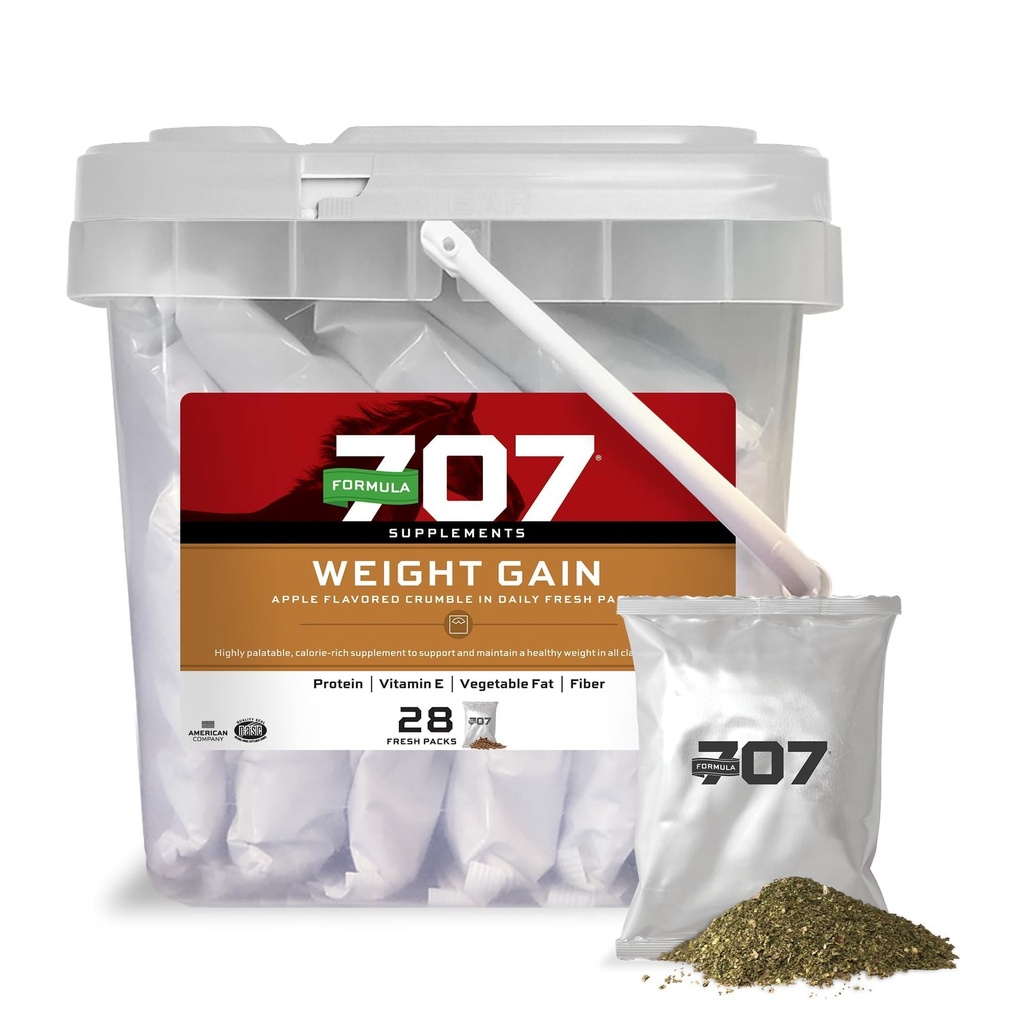 Formula 707 Weight Gain Equine Supplement, Daily Fresh Packs, 28 Day Supply - Palatable, Calorie-Rich Nutritional Support for Hard-to-Keep and Senior Horses