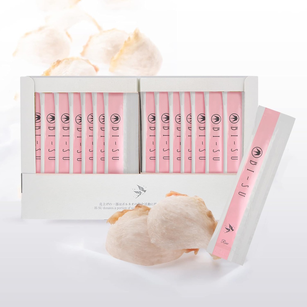 BI-SU Beauty Essence Collagen Jelly Stick with Vitamin C, Fish Collagen Peptides, Anti Aging, Maintain Skin Elasticity, Immunity Support, Japan Beauty Skin Care Secret, Rose Flavor, 30 PCS