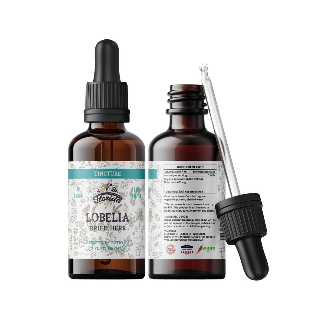 Lobelia Tincture, Organic Lobelia Extract, Lobelia Drops (Lobelia Inflata) Dried herb